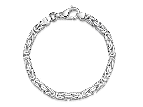 Silberketten-Store Königsarmband 925 Silber Herren 5 mm Stärke I Männer Silberarmband mit Karabiner Verschluss I Armkette Herren vierkant hochglanz