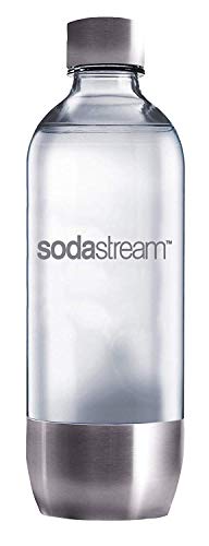 SodaStream - hochwertige 1 Liter PET Flasche mit Edelstahl Boden und Deckel - universal einsetzbar in SodaStream Wasser-Sprudlern mit Kunststoff Flasche BPA-FREI