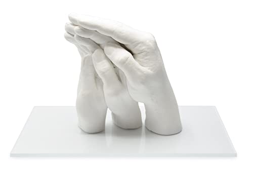 Lucky Hands® Family Abformset Trio+ | 3D Familien Handabdruck DIY Set für 3-4 Erwachsenenhände| Gipsabdruck Familie | Auch für Kinder und Jugendliche (Acrylsockel 20 x 30 cm)