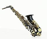 Altsaxophon mit schwarzem Korpus und Goldschlüssel, E-Ton