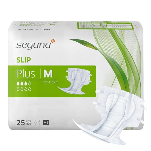 SEGUNA Slip Plus, Inkontinenz Windeln für Erwachsene, Frauen, Männer, Windeln bei mittlerer Blasenschwäche, Stuhlinkontinenz (M (Beutel 25 Stück))