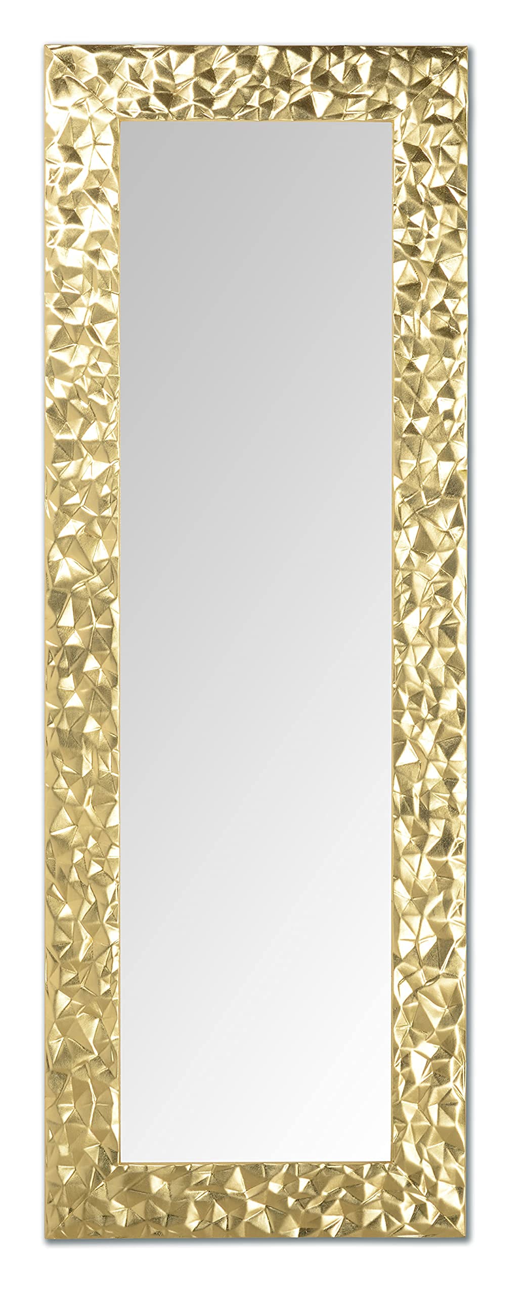 MO.WA Spiegel Wandspiegel Flurspiegel Blattgold 52x147 Lehnspiegel Holzrahmen Gold Ganzkörperspiegel Holzrahmen Bodenspiegel Eingangspiegel