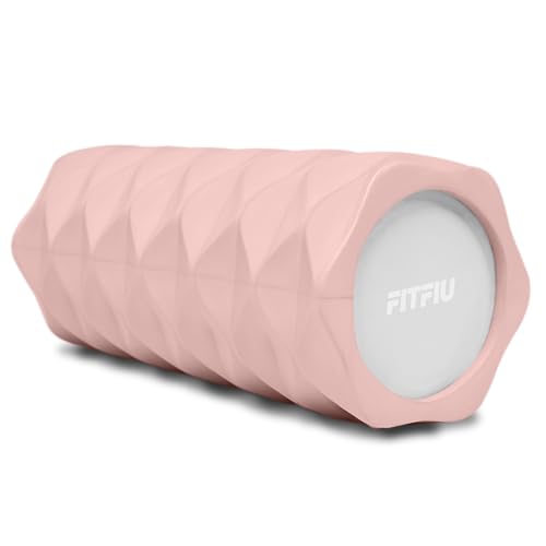 FITFIU Fitness ROLLER-PAT - Fitness-Schaumstoff-Massage-Therapie-Rolle Pink, EVA-Hartschaumrolle mit Triggerpunkt für Yoga und Pilates