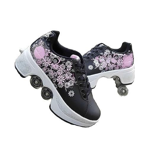 Skates Rollschuhe Schuhe, Automatisch Einziehbare Skate Schuhe, Roller Skate Shoes für Männer Frauen und Kinde, verstellbar Schuhe mit Rollen