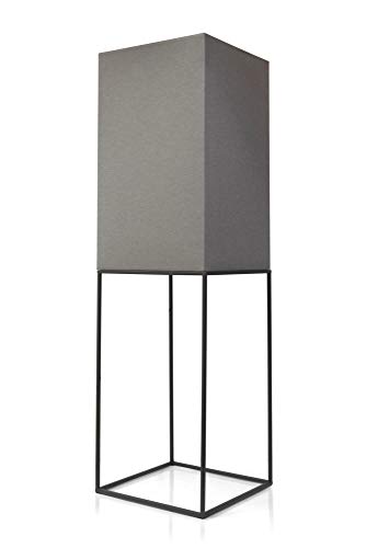 LED Universum Hochwertige Stehleuchte Oli in urbanem Loftdesign mit schwarzem Metallrahmen und grauem Stoffschirm, max. 60W pro Fassung (E27), 120×35×35cm