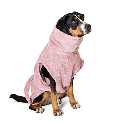 Lill's Hundebademantel, 100% Bio-Baumwolle, Organic Pinkberry (Rosa/Pink) (XL: 65 cm Rückenlänge)