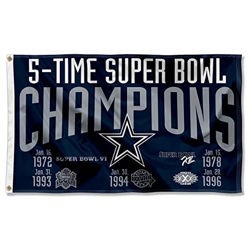 Dallas Cowboys 5X und 5 Time Super Bowl Champions Flagge Outdoor Indoor 90 x 150 cm Banner