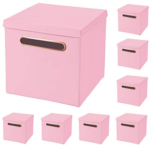 8er Set Rosa Faltbox 32,5 x 32,5 x 32,5 cm mit Rosegold Griff Aufbewahrungsbox von StickandShine faltbar, mit Deckel