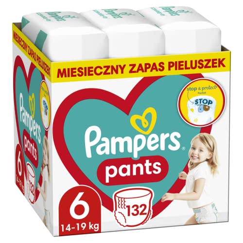 Pampers Pants Windelstangen Größe 6, 132 Stück, 14kg-19kg, mit Stop& Protect Anti-Leckfunktion hinten