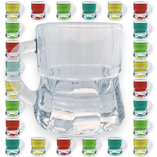 Gravidus Schnapsglas mit Henkel zum Umhängen aus Glas - Shotglas 2 cl – Spülmaschinenfest, Likörglas für Schnaps, Shots und Liköre (24 Stück)
