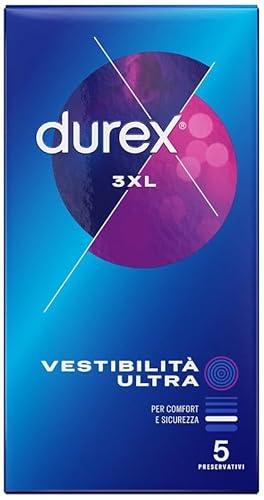 Durex Settebello - 3XL Profilattico Vestibilità Ultra, 5 preservativi