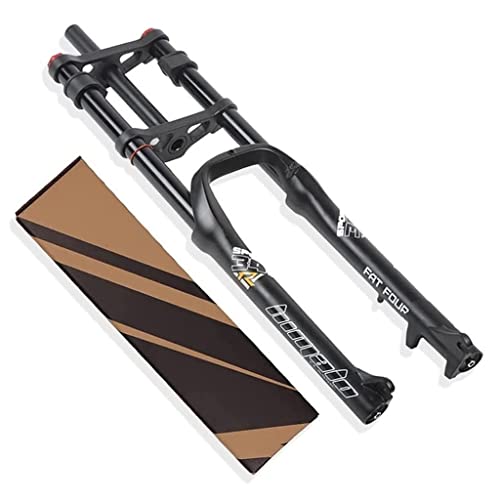 26 Zoll Snowbike Federgabel MTB Fetter 4.0 Reifen Luftgabeln Federweg 140mm Doppelte Schulter 1-1/8" Gerades Rohr QR Dämpfungseinstellung Zum MTB Strandfahrräder E-Bike (Color : Black)