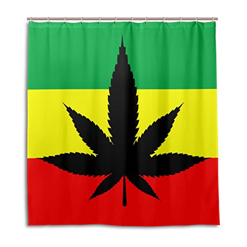 alaza Marihuana-Blatt von Cannabis Duschvorhang 72 x 72 Inch, schimmelresistent und wasserdicht Polyester Dekoration Badezimmer-Vorhang