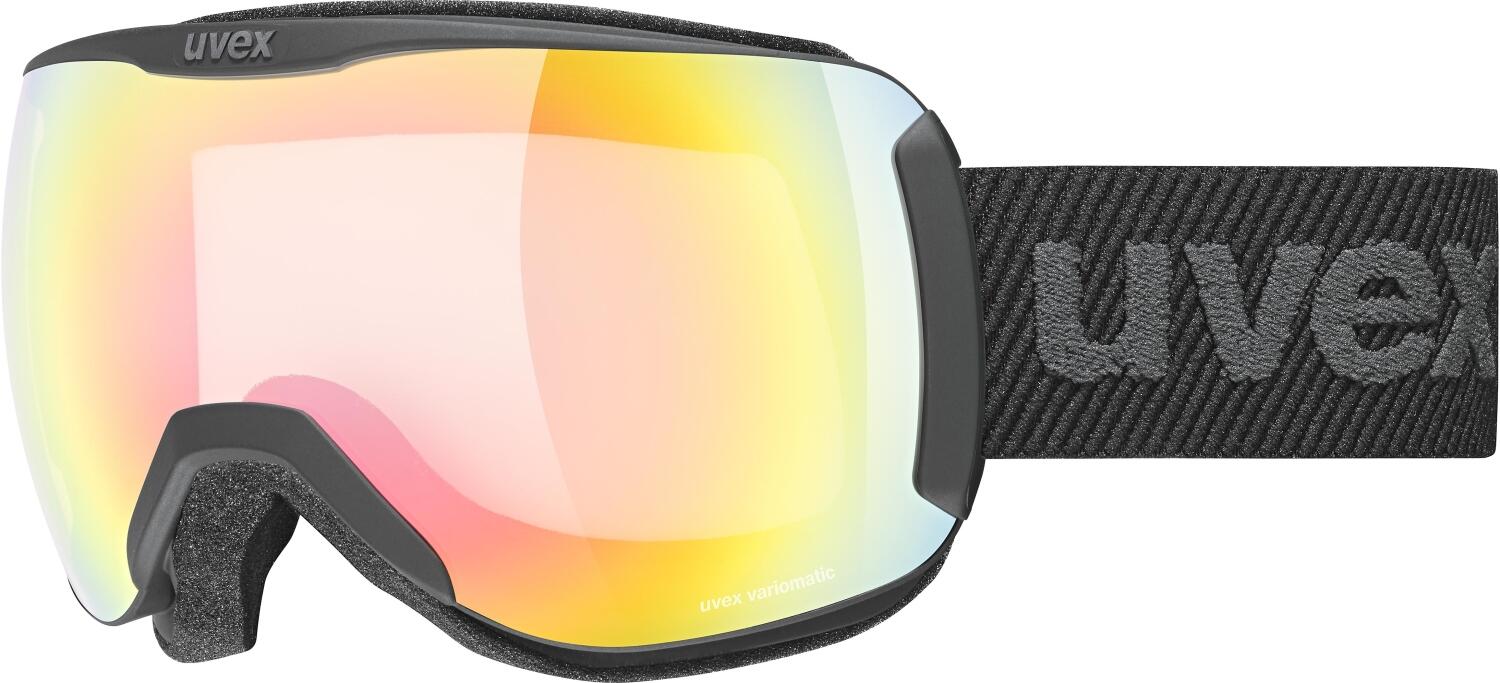 uvex Unisex – Erwachsene, downhill 2100 V Skibrille, selbsttönend, black matt/vario rainbow-clear, one size