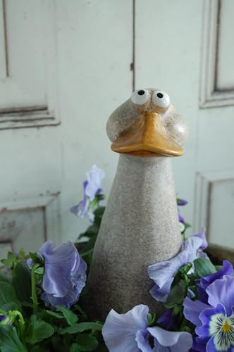 windschief-living Sehr süßer Landhaus Zaunhocker Ente Duck, Zaunfigur aus Keramik, Gartendeko