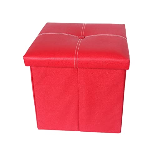 QIFFIY Lagerung Pu. Leder Fußstütze Hocker Platz Rettung Quadratische Lastkapazität Solid Möbel Home Office Ottoman Sitzhocker (Color : Red)