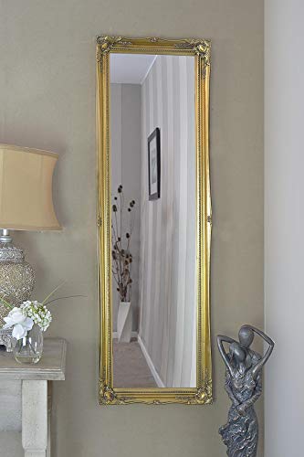 MirrorOutlet 124,5 x 40,6 cm 122 cm x 40 cm groß Gold antik Design Kunstvoller Big Kleid Spiegel