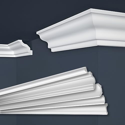 MARBET DESIGN Stuckleisten XPS Styropor weiß - Deckenleisten Zierleisten Eckleisten Dekorbau E-Leisten - (30 Meter / 15 Leisten E-8)