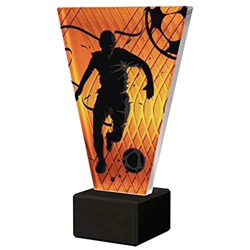 Larius Fussball Pokal - Ehrenpreis Trophäe Goldener Schuh Ball - Amber Glaspokal (Fussball Champion, ohne Wunschtext)