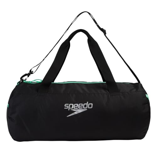 Speedo Unisex-Adult Duffeltasche, Schwarz/Green Glow, Einheitsgröße