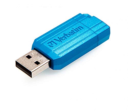 Verbatim PinStripe USB-Stick 32GB, USB 2.0, USB Speicherstick, für Laptop Notebook Ultrabook TV Autoradio, USB 2.0 Stick, Datenstick mit Schiebemechanismus, Carribean Blue