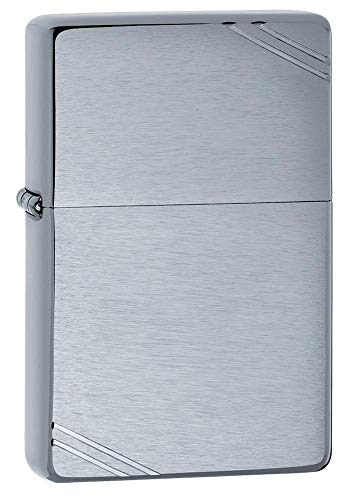 Zippo 60001167 Classic Vintage Brushed Chrome Feuerzeug, Messing