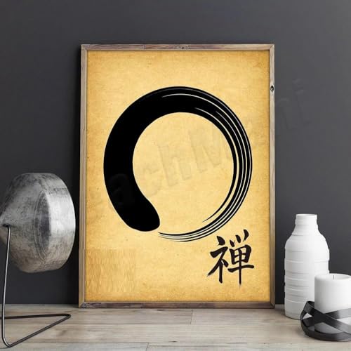 SHINERING Zen-Poster, Zen Enso Wabi-Sabi-Meditationsposter, Yoga-Studio-Dekor, Zen-Wandkunst, Buddhistisches Poster, Meditationskunst, A1 50Cmx70Cm Kein Rahmen