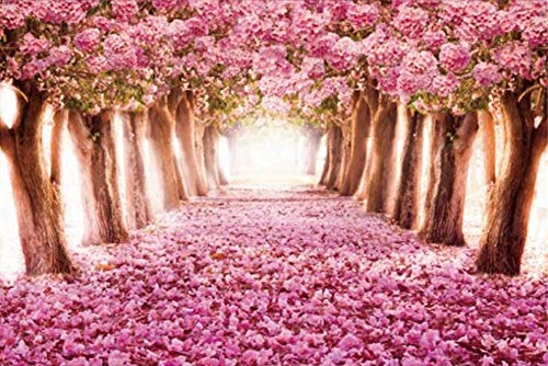 SUPERPOWER® Frühling Kirschbäume Wald Landschaft Romantisch Rosa Sakura Allee 1000 Stück Erwachsene Spielzeug Hölzern Ölgemälde Puzzles, Finish Größe 30x20 Zoll