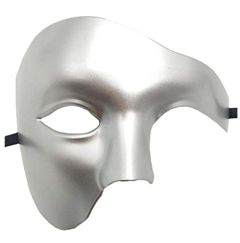 Coolwife Maskerade Maske Vintage Phantom Of The Opera One Eyed Half Face Kostüm (Silber)