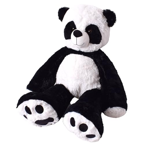 TE-Trend XXL Panda Kuscheltier Bär Teddybär groß Riesen Teddy Pandabär Plüschtier Stofftier 100cm sitzend und liegend verwendbar Mehrfarbig