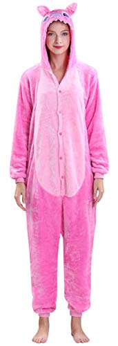 Yimidear Unisex Adult Pyjamas Cosplay Tier Onesie Nachtwäsche Nachtwäsche, Pink Stitch, S