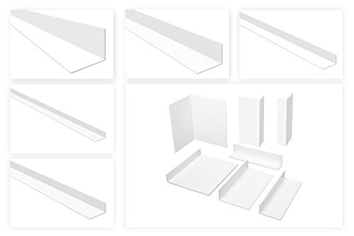 HEXIM Winkelprofile ungleichschenklig weiß - PVC Kunststoffwinkel, Auswahl Maße & Stärke - (HJ 313, 100x60 mm) Kunststoff Winkelprofil Fensterleisten