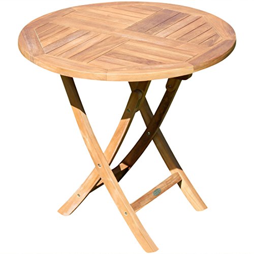 ASS ECHT Teak Holz Teaktisch Klapptisch Holztisch Gartentisch Garten Tisch in verschiedenen Größen zum Klappen von Größe:RUND Ø 80 cm