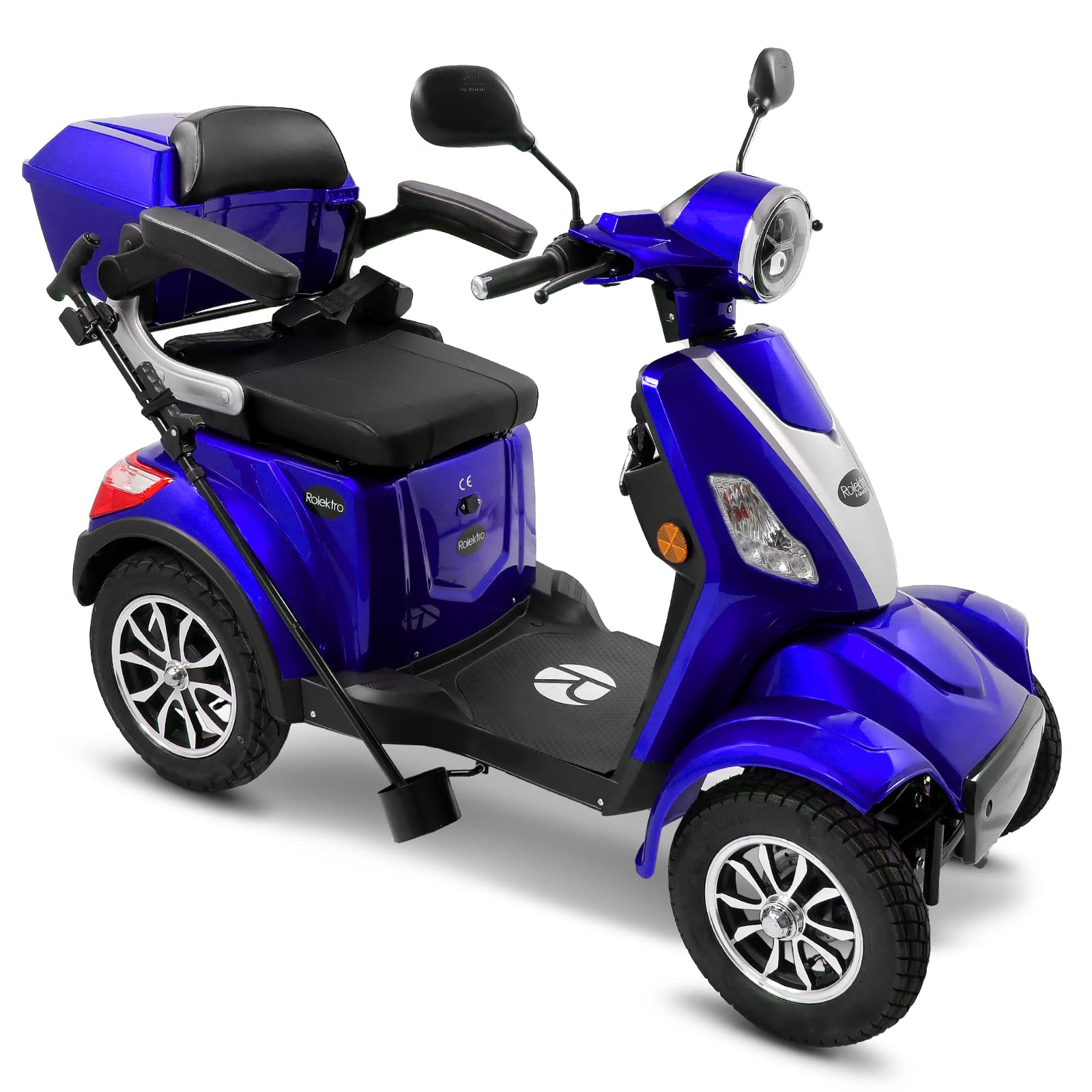 Rolektro Elektromobil E-Quad 25 V.3 Pro Blau mit Lithium-Akku - Seniorenfahrzeug 4-Rad E-Mobil - 80km Reichweite - 1000W Seniorenmobil mit Straßen-Zulassung
