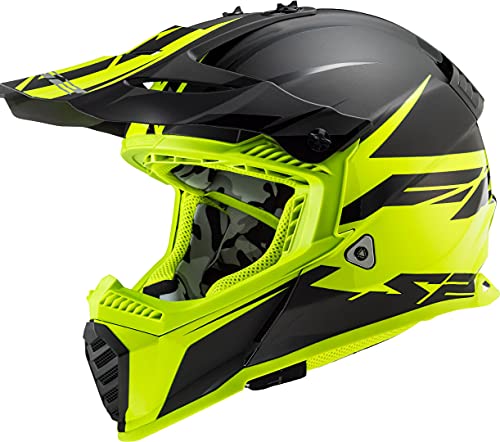 LS2 MX437 Fast Evo Roar Motocross Helm Schwarz Matt/Gelb L (59/60)