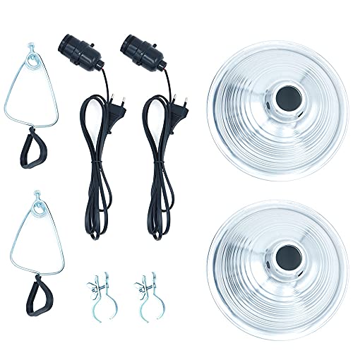 ANCLLO 2-Pack Clamp Lamp Light mit 8,5-Zoll-Aluminiumreflektor Bis zu 150 Watt E27-Sockel (ohne Glühlampe) 6 Fuß 18/2 SPT-2-Kabel, Silber