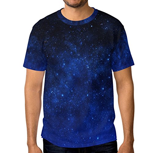 alaza Herren Blaue Steigung Galaxy Stern Nebula Kurzarm T-Shirt beiläufige Klein Multi