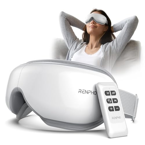 RENPHO Augenmassagegerät mit Fernbedienung und Wärmefunktion, Musik über Wireless, Wiederaufladbar, Augentherapie zur Linderung von Augenschmerzen, verbessert trockene Augen ideale Weihnachtsgeschenke