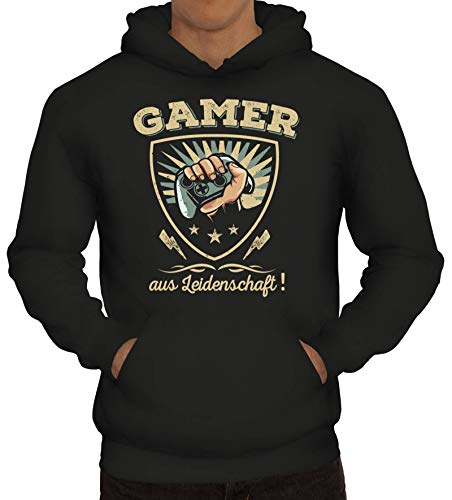 ShirtStreet Geschenkidee für Gamer Gaming Herren Hoodie Männer Kapuzenpullover Gamer aus Leidenschaft, Größe: M,Schwarz