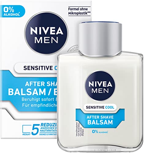 NIVEA MEN Sensitive Cool After Shave Balsam im 3er Pack ( 3 x 100 ml), beruhigendes After Shave, Hautpflege nach der Rasur mit Kamille und Algenextrakten