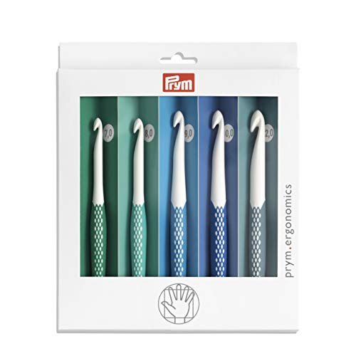 Prym Wollhäkelnadel Set 7,0-12,0 mm, prym.ergonomics, Kunststoff, ergonomischer Griff, Art. 218441