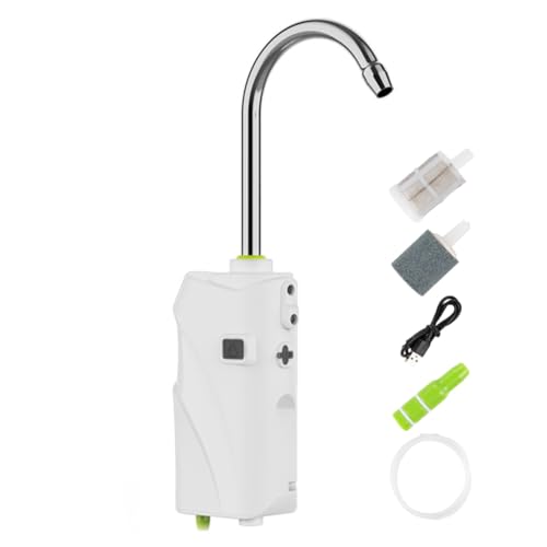 Flcivsh 3-In-1-Luftpumpe für Outdoor-Angeln, Sauerstoffanreicherung, USB, Intelligenter Sensor, Wasser-Sauerstoffpumpe, Tragbar, Intelligentes LED-Licht, Langlebig, Einfache Installation – Weiß