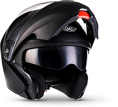 MOTO Helmets® F19 „Matt Black“ · Motorrad-Helm · Klapp-Helm Modular-Helm Flip-up Integral-Helm Motorrad-Helm Roller-Helm Full-Face Scooter-Helm · ECE Sonnenvisier Schnellverschluss Tasche XS (53-54cm)