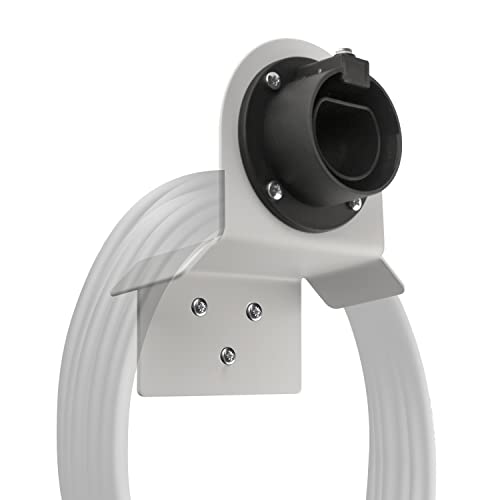 Wallbox24 Premium Wandhalterung für Ladekabel Stecker Typ 2 gerade Weiss Ladestation Wallbox