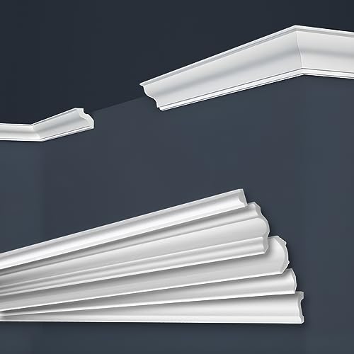 MARBET DESIGN Stuckleisten XPS Styropor weiß - Deckenleisten Deckenstuck Leisten E-Leisten - (50 Meter / 25 Leisten E-22)