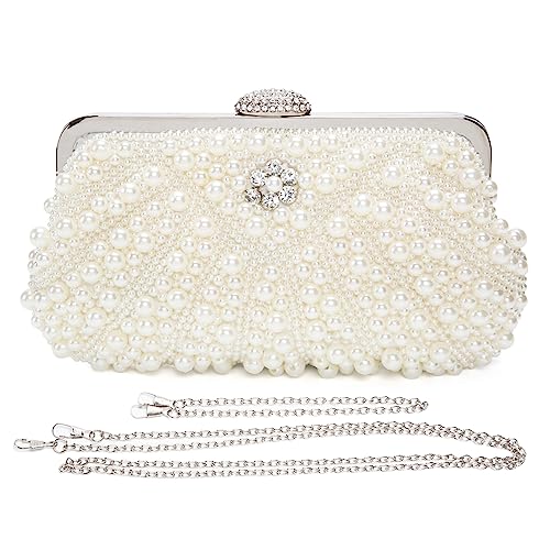 BAIGIO Damen Clutch Perlen Strass Abendtasche Vintage Handtasche für Hochzeit Party Bankett