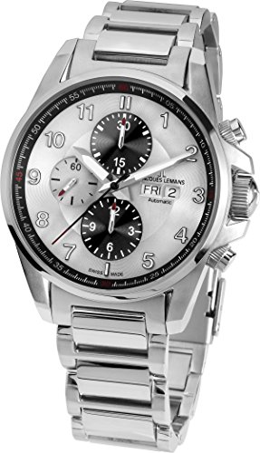 Jacques Lemans Herren Chronograph Automatik Smart Watch Armbanduhr mit Edelstahl Armband 1-1750E