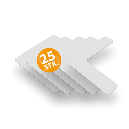 Betriebsausstattung24 Stellplatzmarkierung zur Lagerplatzkennzeichnug | TYP L-Stück | PVC selbstklebend | sofort befahrbar | 25 Stück (VE) (5,0/20,0 x 20,0, weiß)