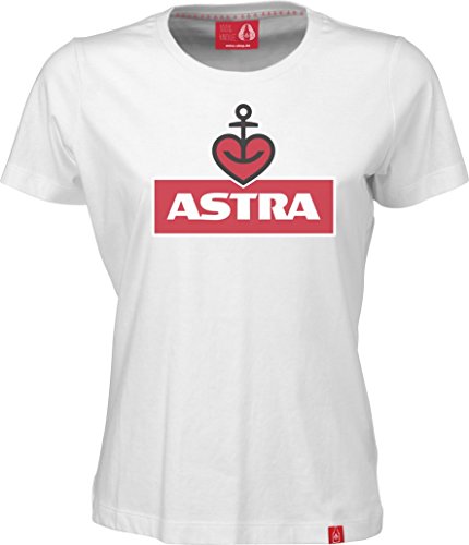 ASTRA Damen T-Shirt Weiss, Damen-Bekleidung, Klassischer Herz-Anker Print, Ideales Geschenk Mädchen, Bier auf der Haut (XS)