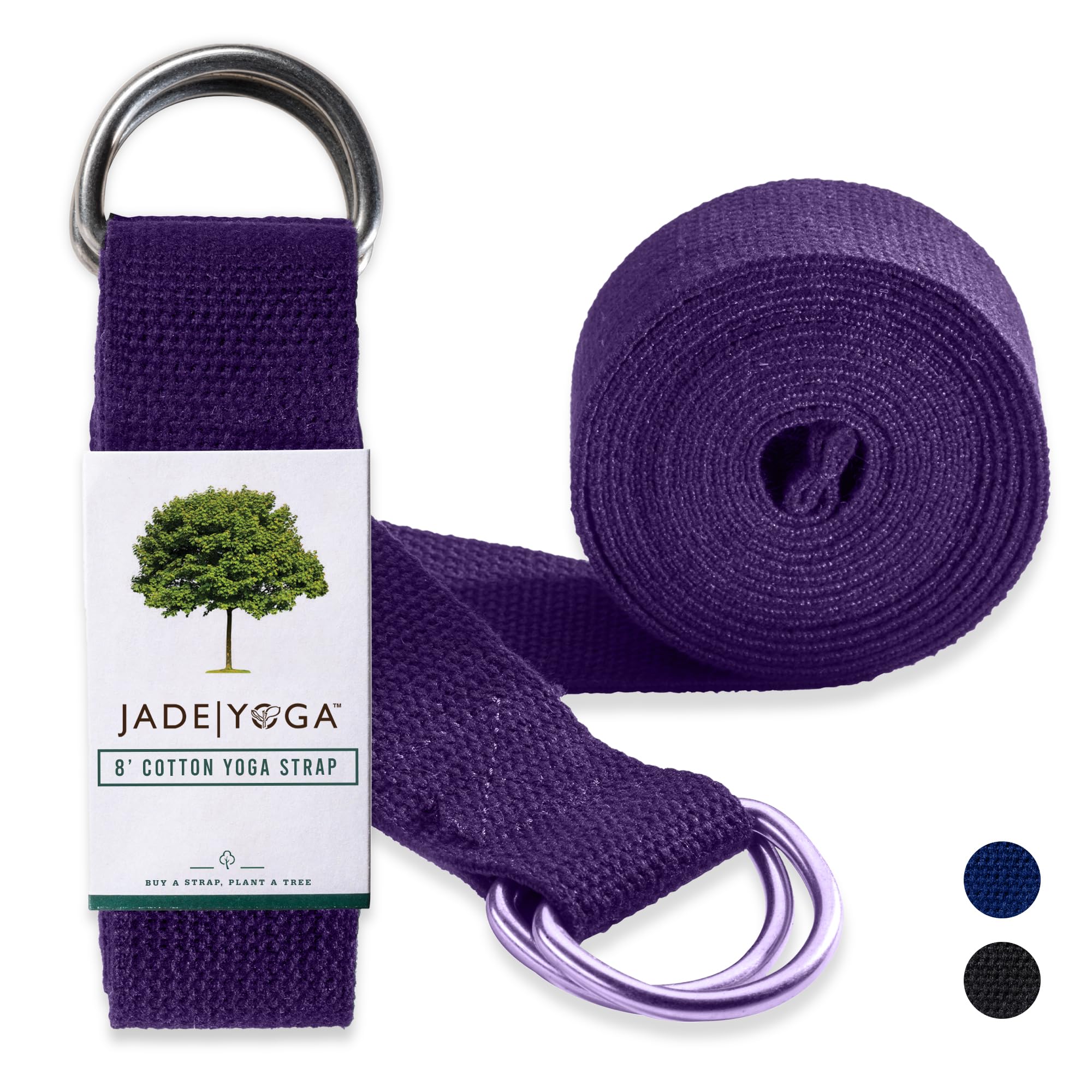 Jade Yoga Strap 2,4 m schwarzer Stretch-Gurt Trainingsgürtel für Beine, Fitness, Fitnessstudio, athletisch (lila)